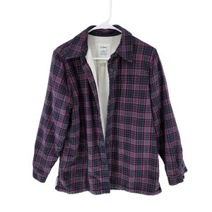 L.L. Bean Men's Fleece Lined Plaid Patterned Button Down Shacket- S